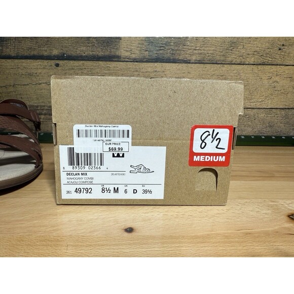 Clarks Woman Declan Mix Sandal Leather Sling Strappy Gladiator 8.5 Mahogany - Picture 11 of 12